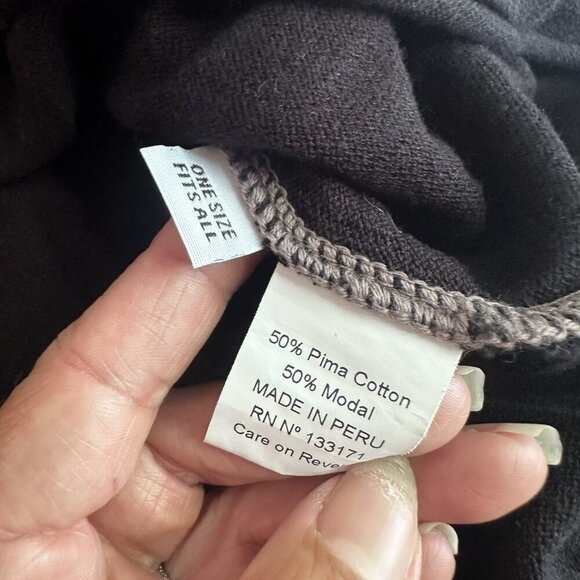 PLANET by Lauren G Tee T-Shirt Pima Cotton Modal Black /Brown Colorblock Sweater - Picture 7 of 7